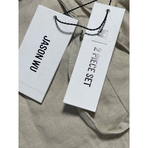 Jason Wu Beige 2-Piece Set Top Skirt With Coin Trim Size 4 Beach Resort Coastal - Picture 13 of 14